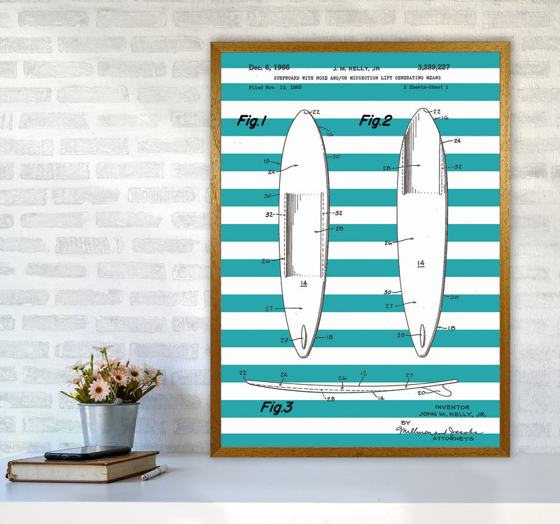 Surfboard Patent Stripe Art Print by Jason Stanley A1 Print Only