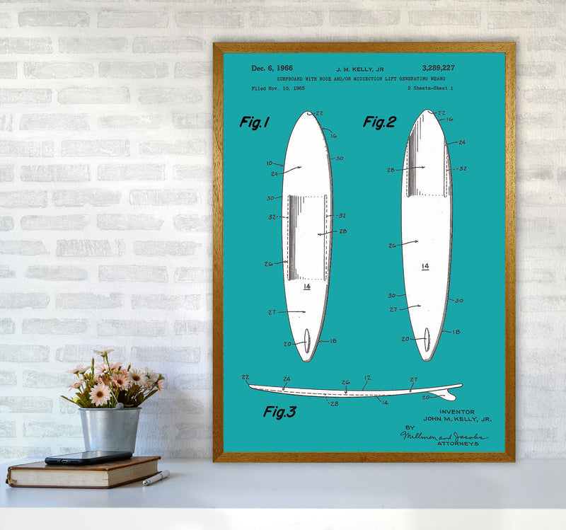 Surfboard Patent Blue Art Print by Jason Stanley A1 Print Only