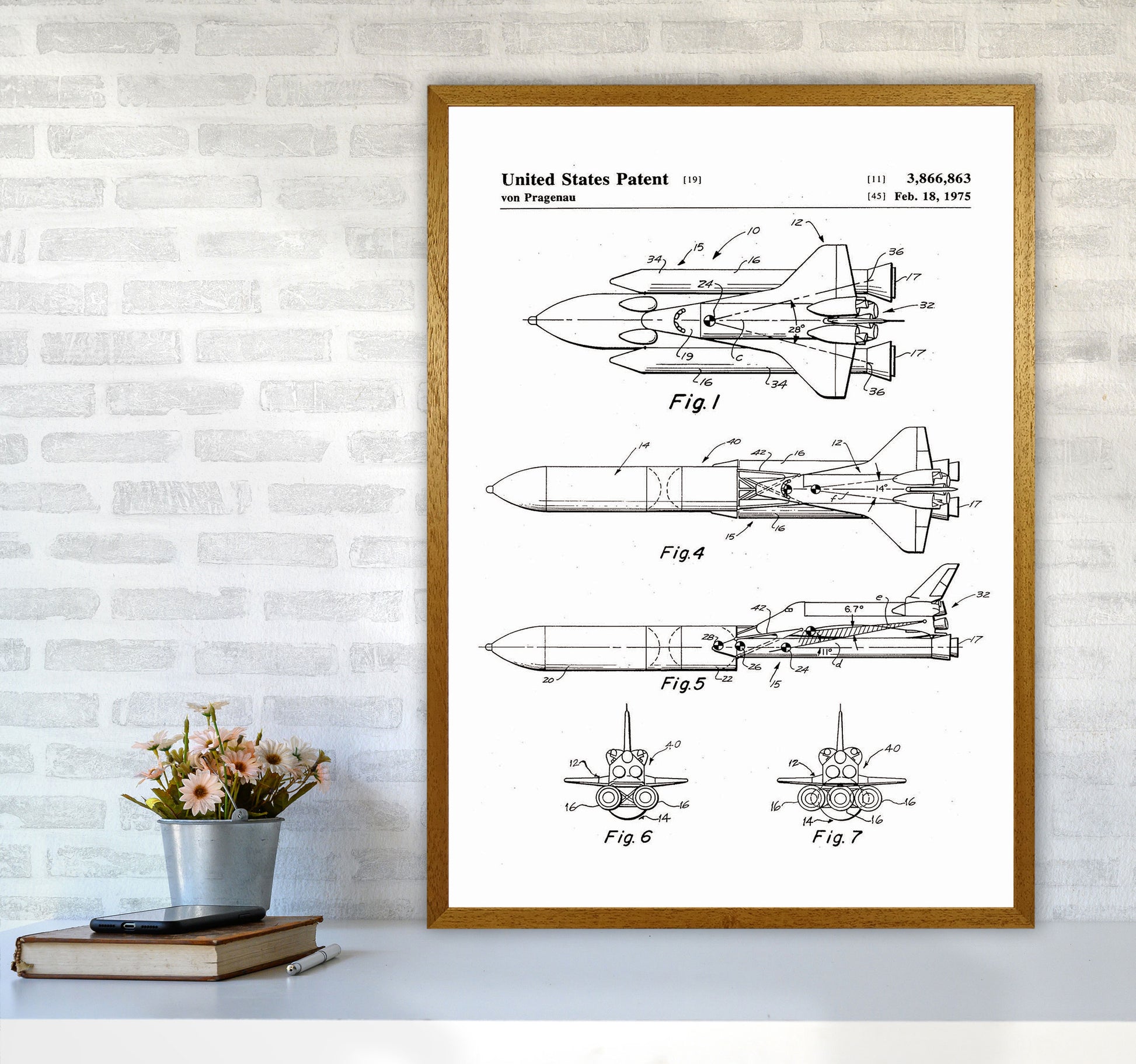 Space Shuttle Patent Art Print by Jason Stanley A1 Print Only
