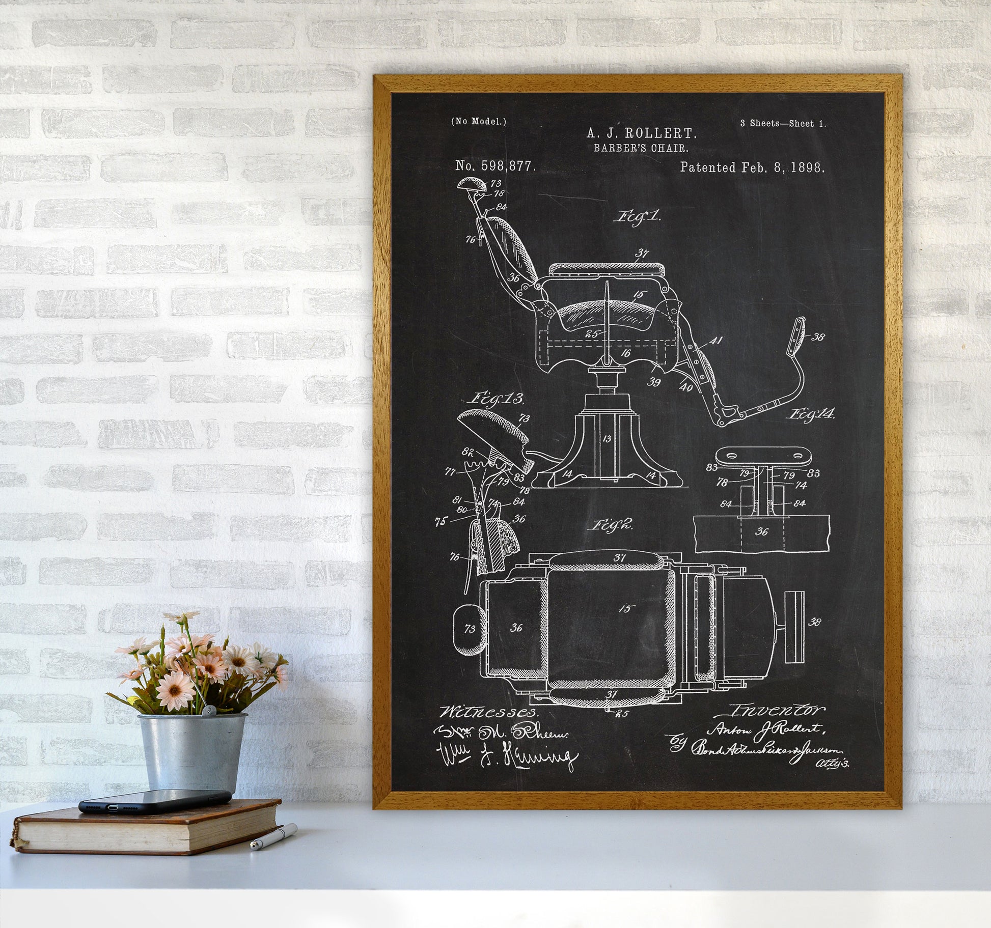 Barber's Chair Patent Art Print by Jason Stanley A1 Print Only