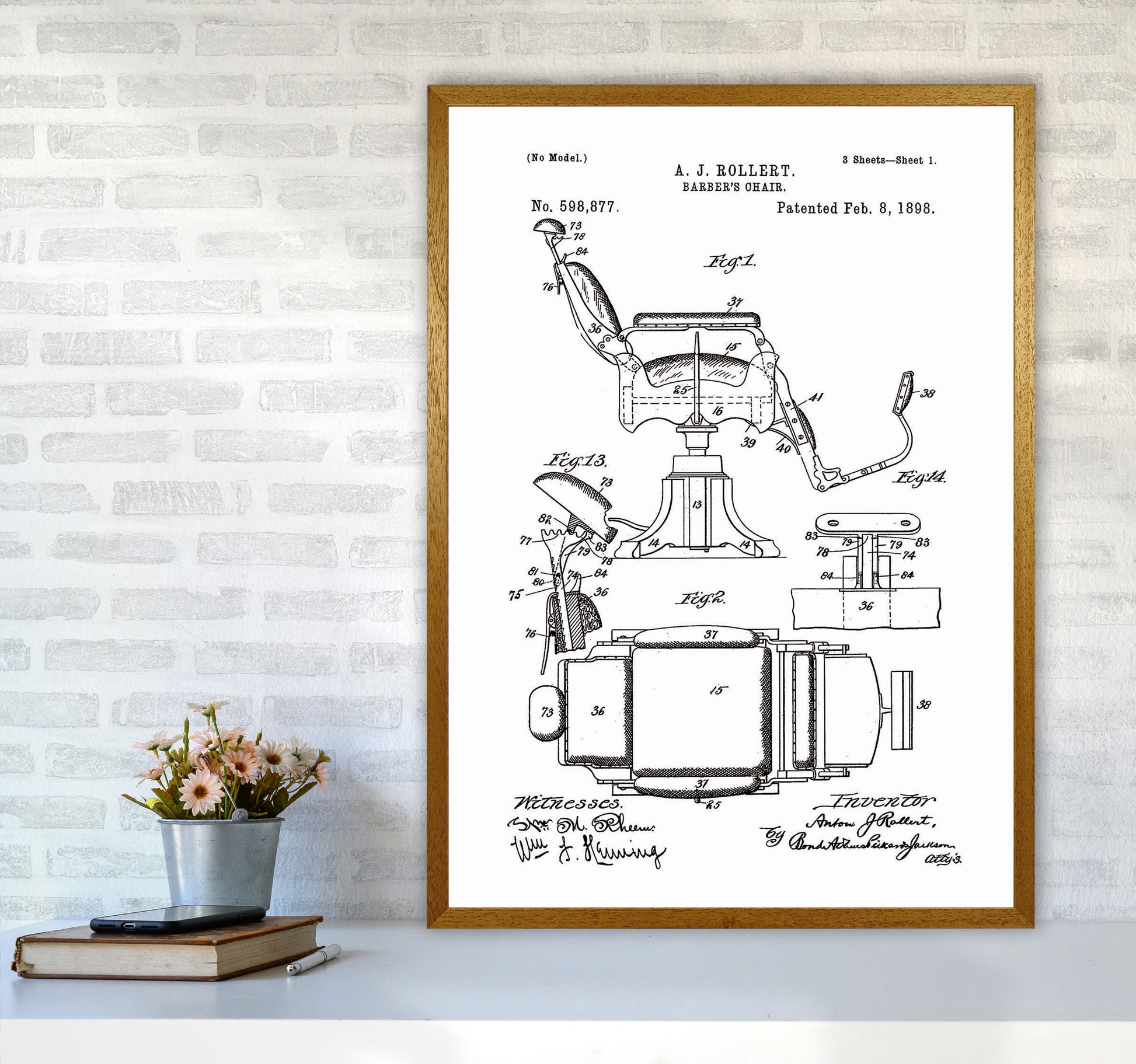 Barber Chair Patent Art Print by Jason Stanley A1 Print Only