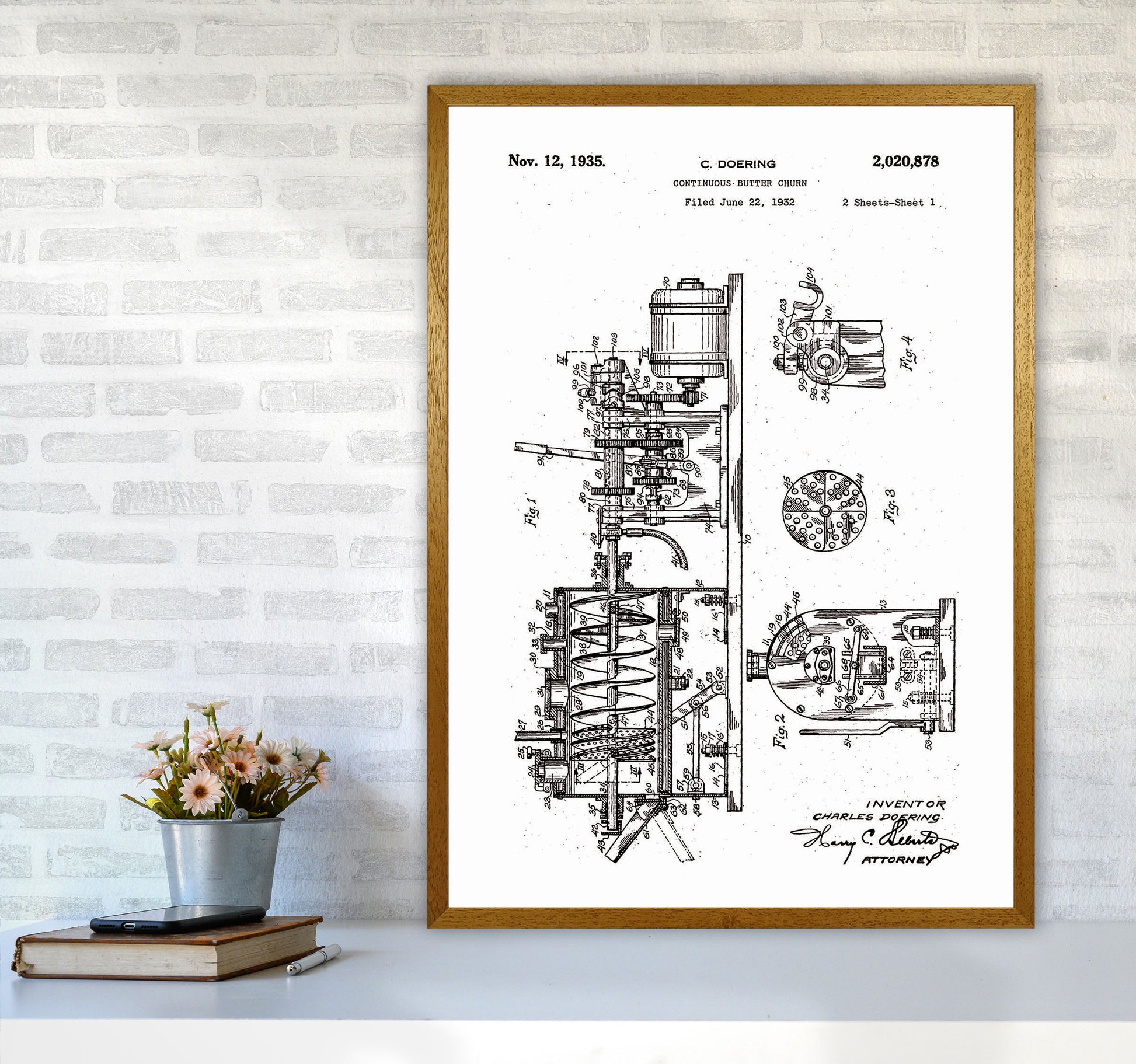 Butter Churn Patent Art Print by Jason Stanley A1 Print Only