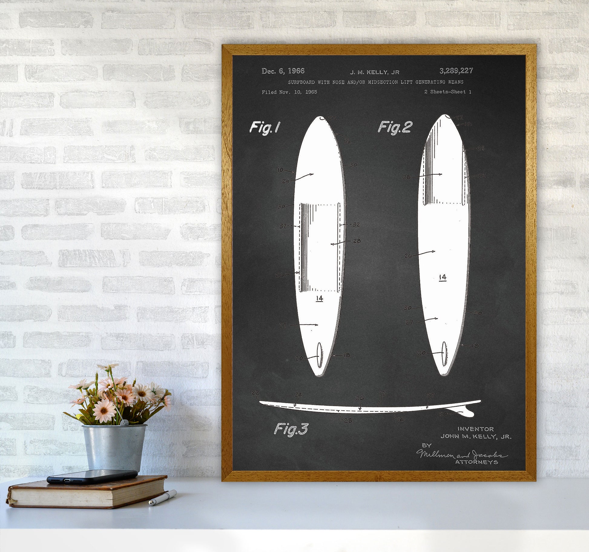 Surfboard Patent 1 Art Print by Jason Stanley A1 Print Only