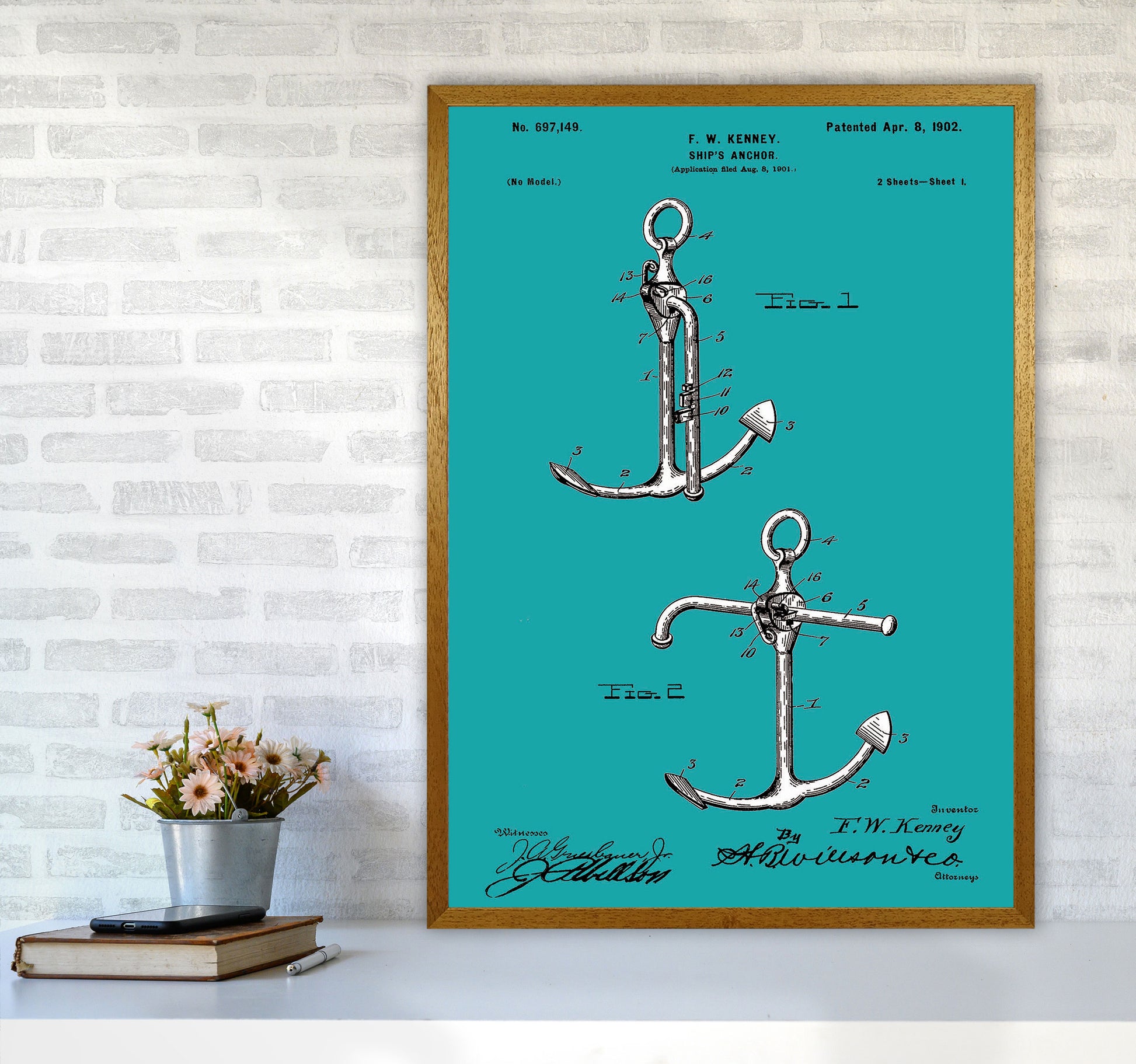 Anchor Patent Blue Art Print by Jason Stanley A1 Print Only
