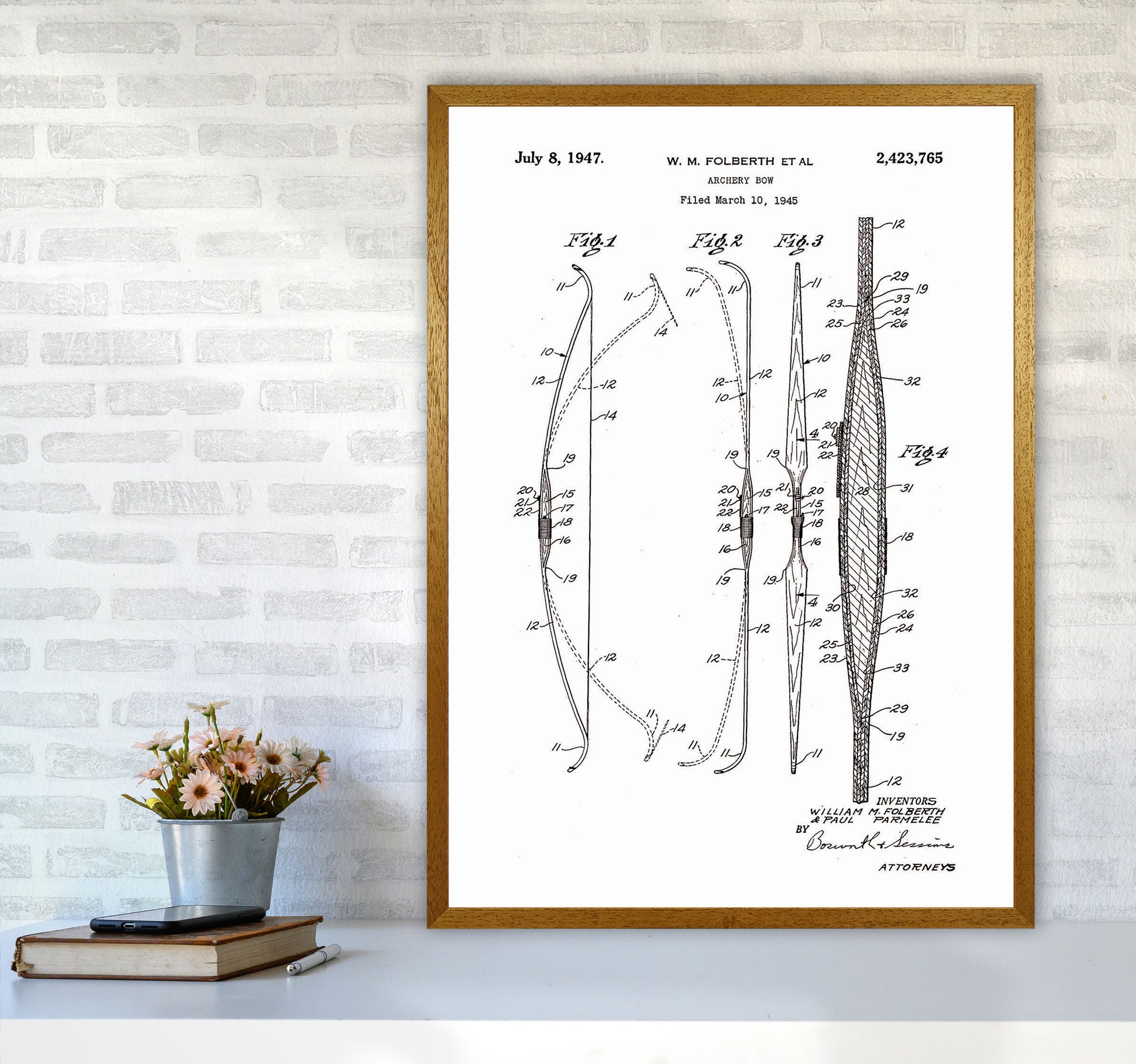 Archery Bow Patent Art Print by Jason Stanley A1 Print Only