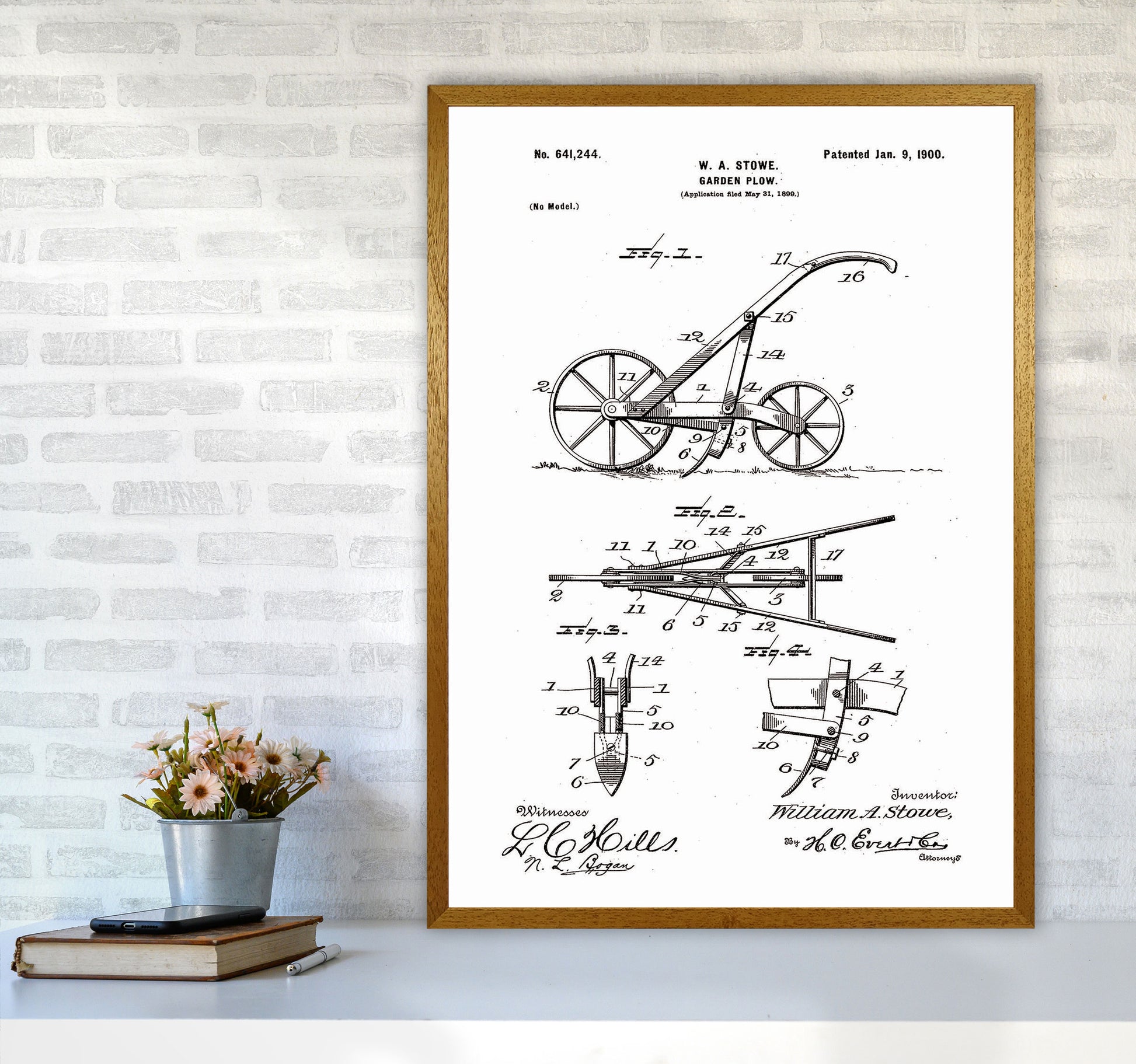 Garden Plow Patent Art Print by Jason Stanley A1 Print Only