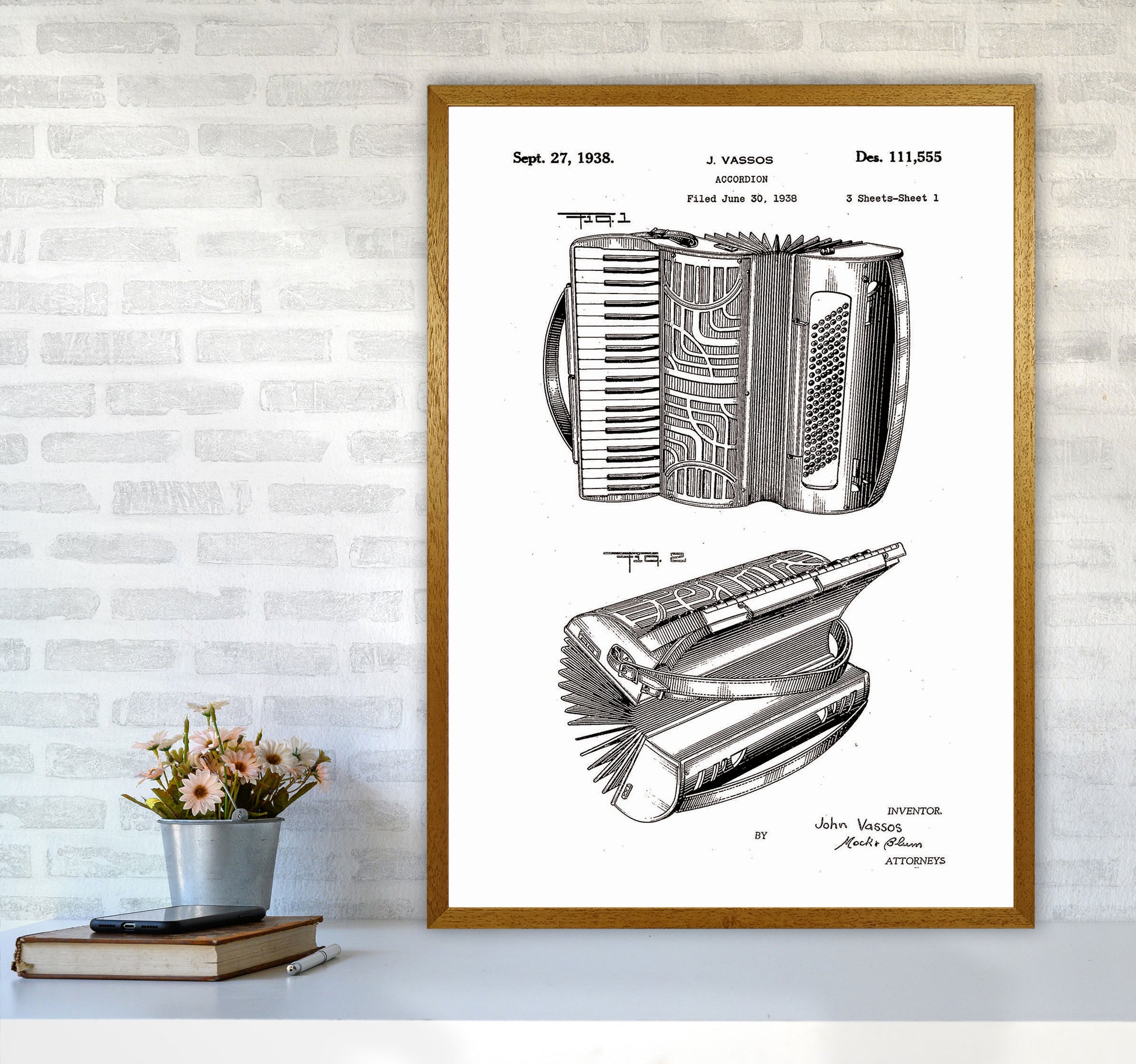 Accordian Patent Art Print by Jason Stanley A1 Print Only