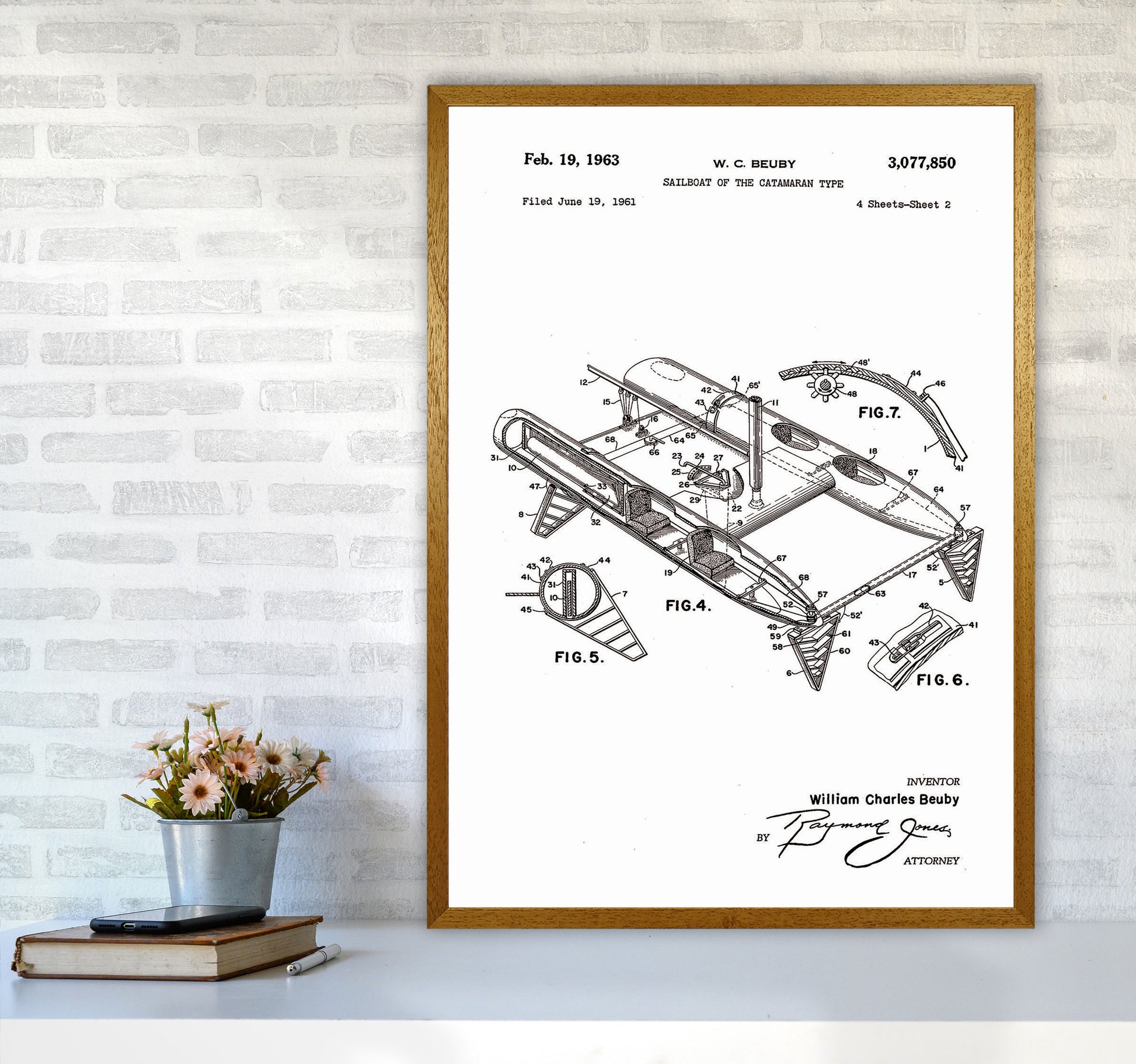 Catamaran Patent Art Print by Jason Stanley A1 Print Only