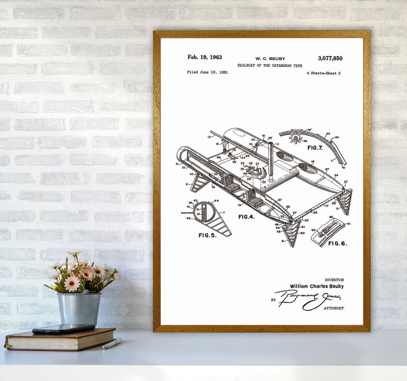 Catamaran Patent Art Print by Jason Stanley A1 Print Only