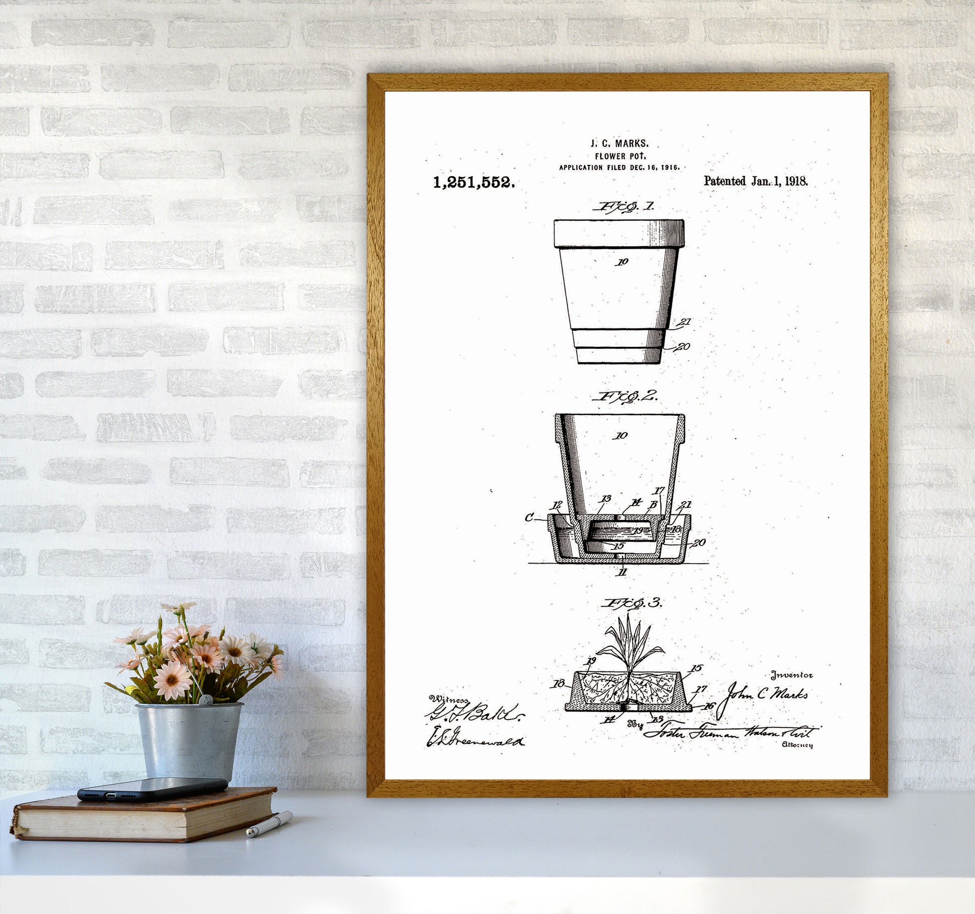 Flower Pot Patent Art Print by Jason Stanley A1 Print Only