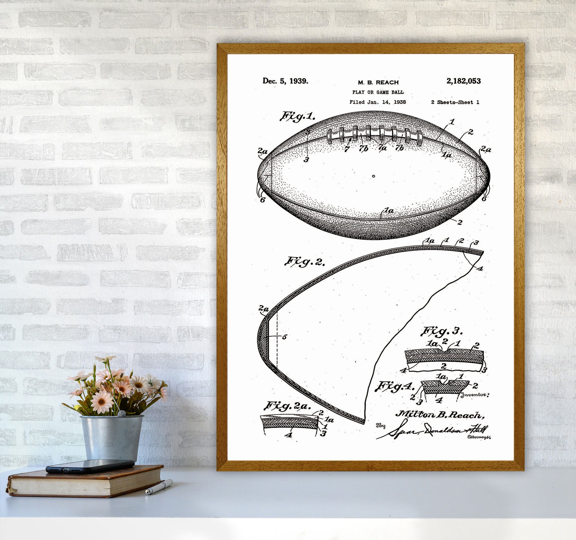 Football Patent Art Print by Jason Stanley A1 Print Only
