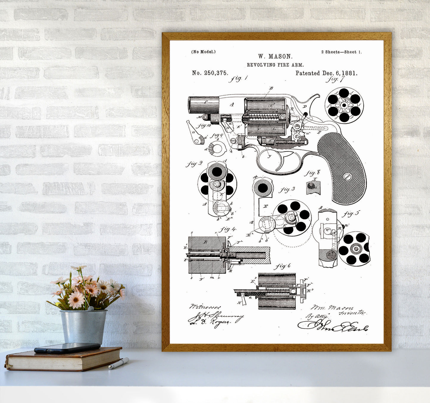 Hand Gun Patent Art Print by Jason Stanley A1 Print Only
