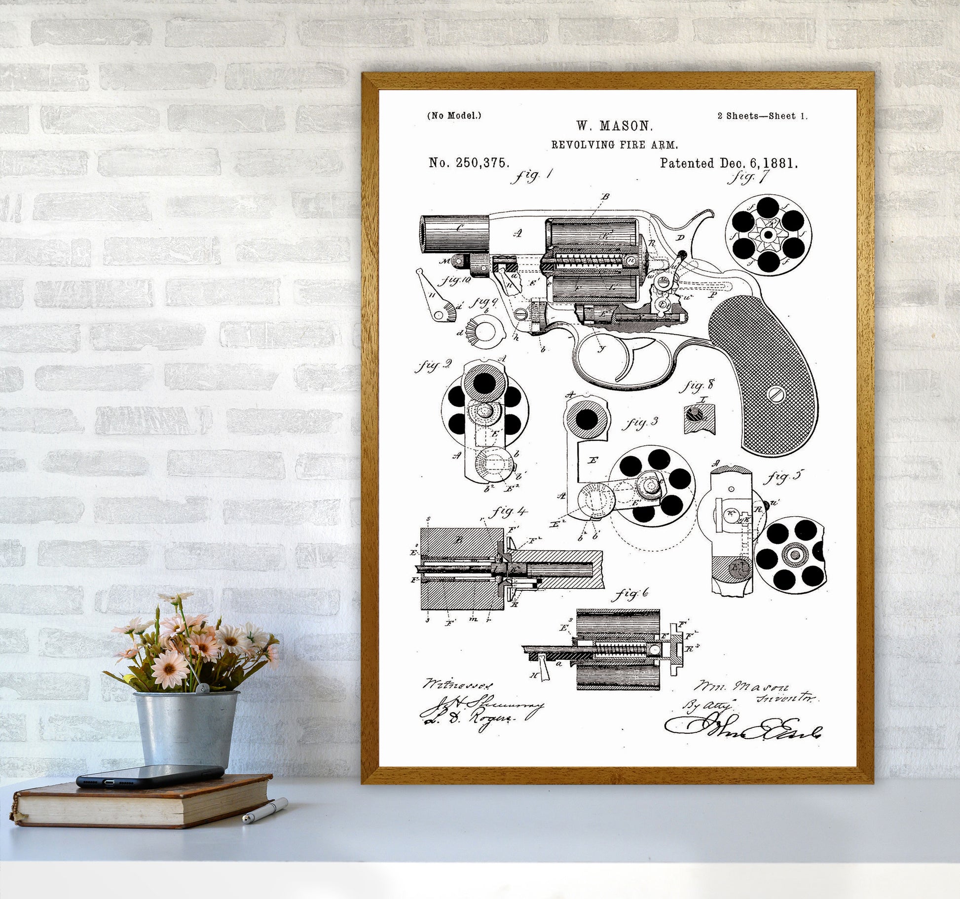 Hand Gun Patent Art Print by Jason Stanley A1 Print Only
