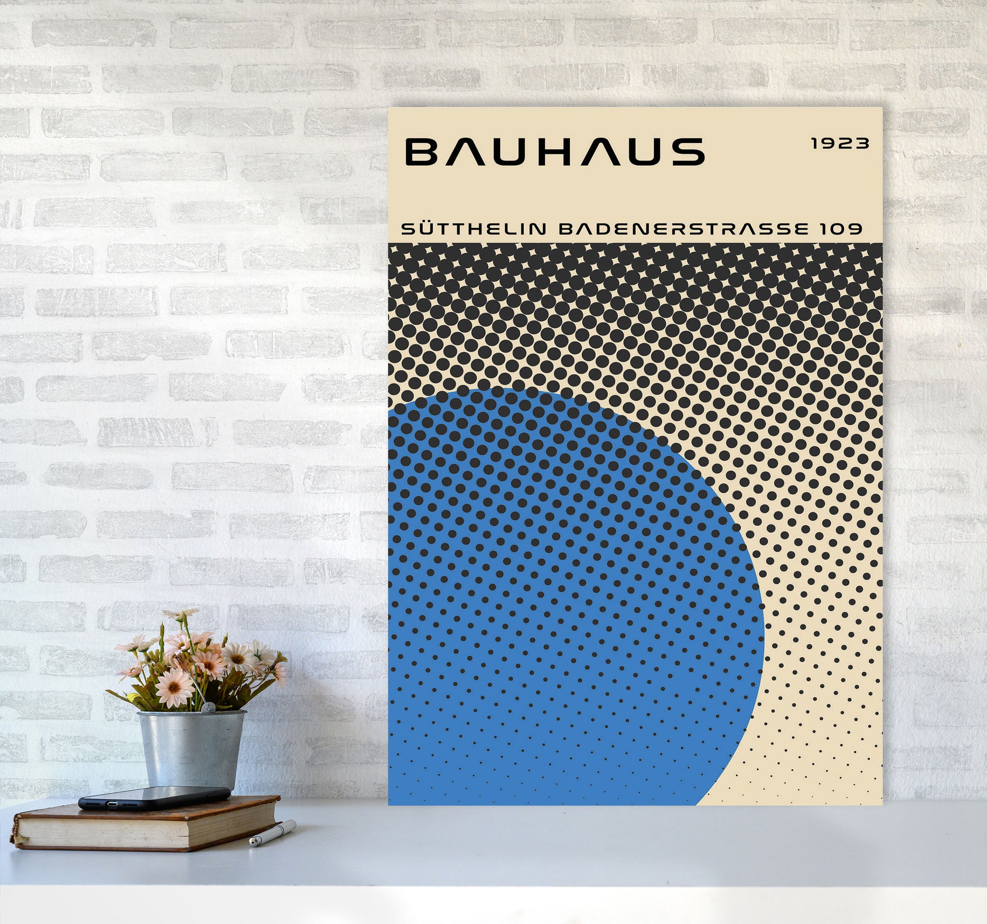 Bauhaus Geometric Blue Vibe II Art Print by Jason Stanley A1 Black Frame