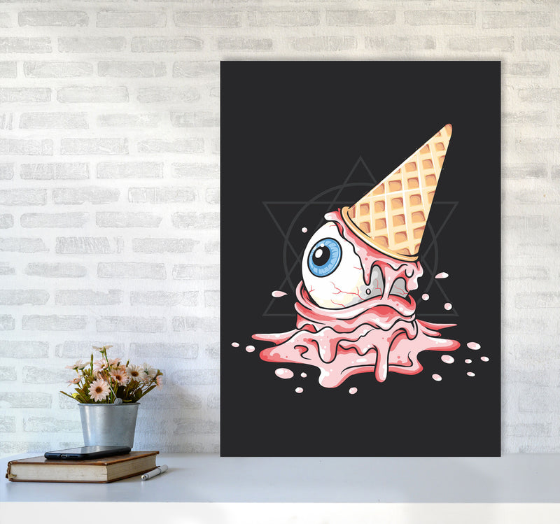 Strawberry Eyeball Icecream Art Print by Jason Stanley A1 Black Frame