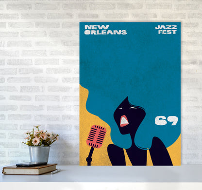 New Orleans Jazz Fest 1969 Art Print by Jason Stanley A1 Black Frame