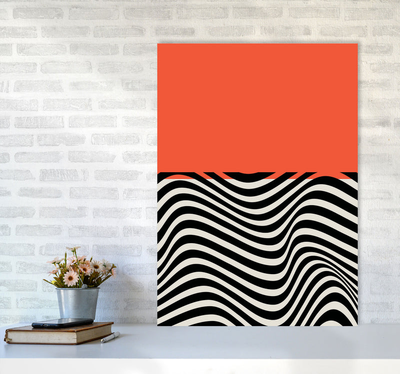 Minimal Abstract Red Wave Art Print by Jason Stanley A1 Black Frame