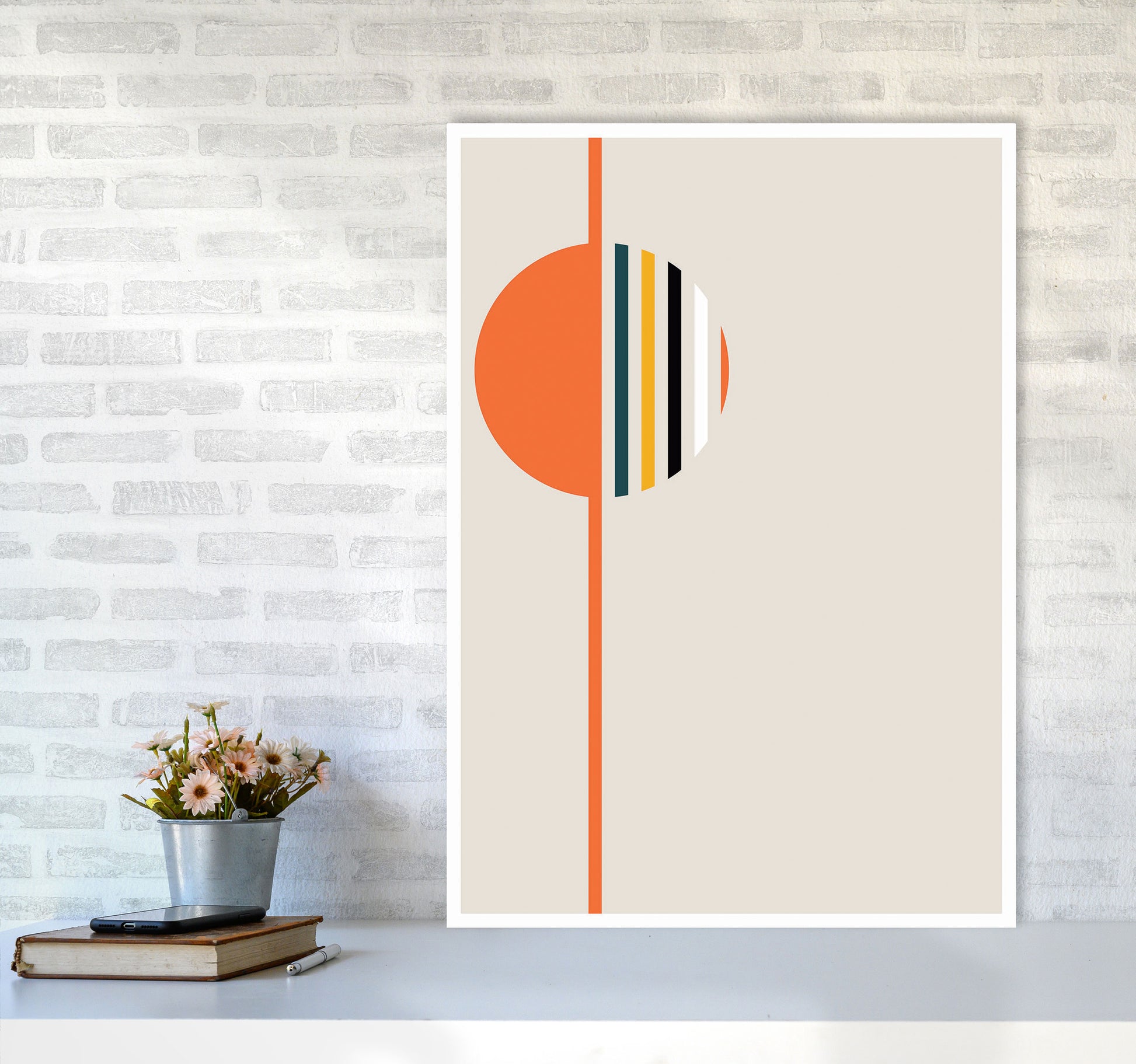 Retro Geometric Circle 4 Art Print by Jason Stanley A1 Black Frame