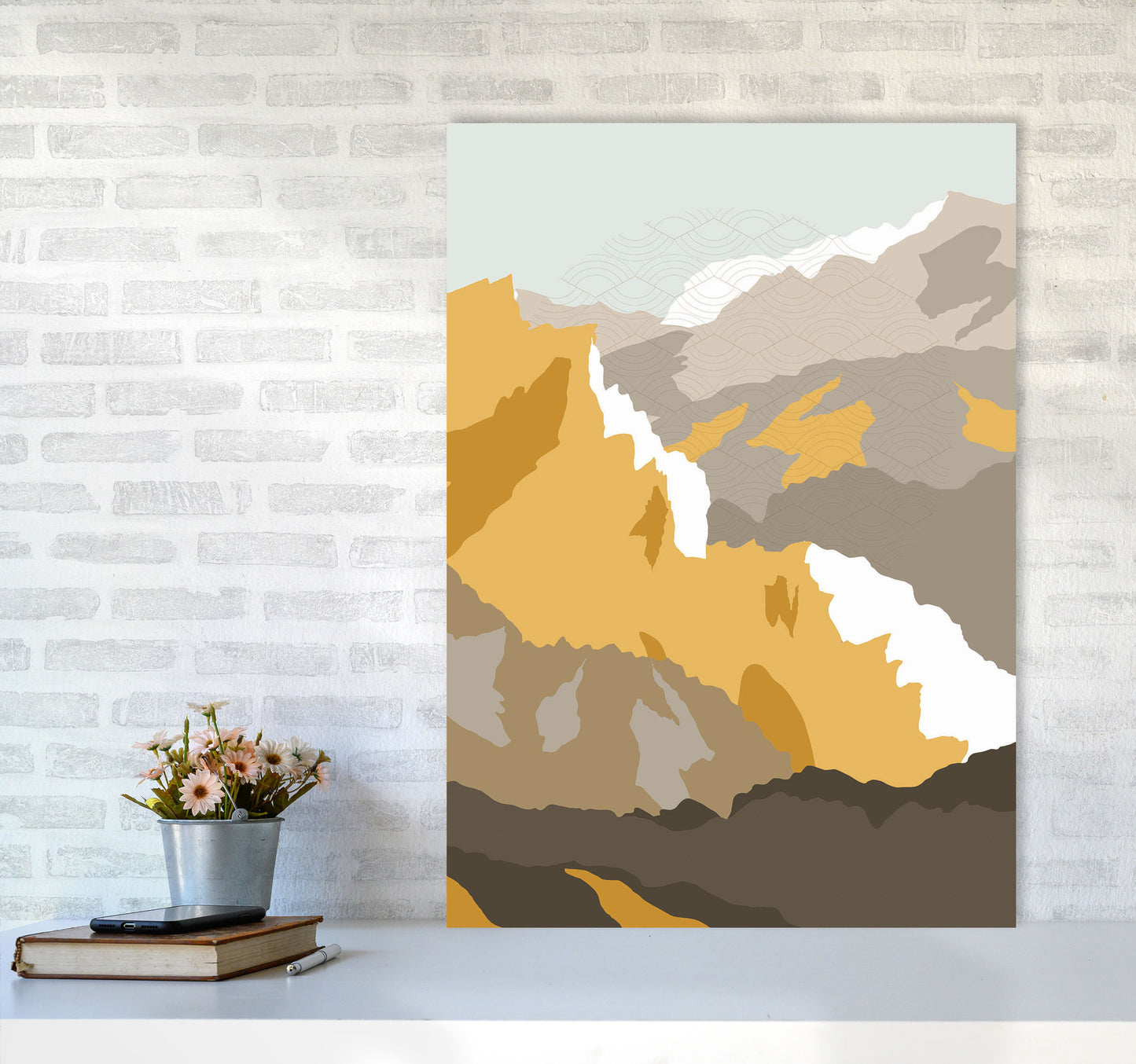 Japanese Mountain Scene Art Print by Jason Stanley A1 Black Frame