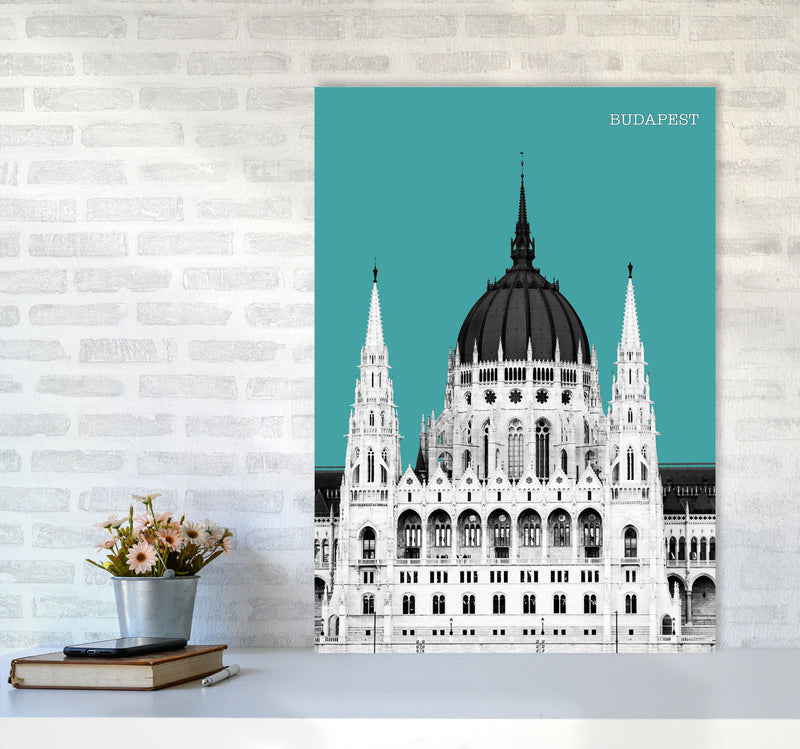 Halftone Budapest Green Art Print by Jason Stanley A1 Black Frame