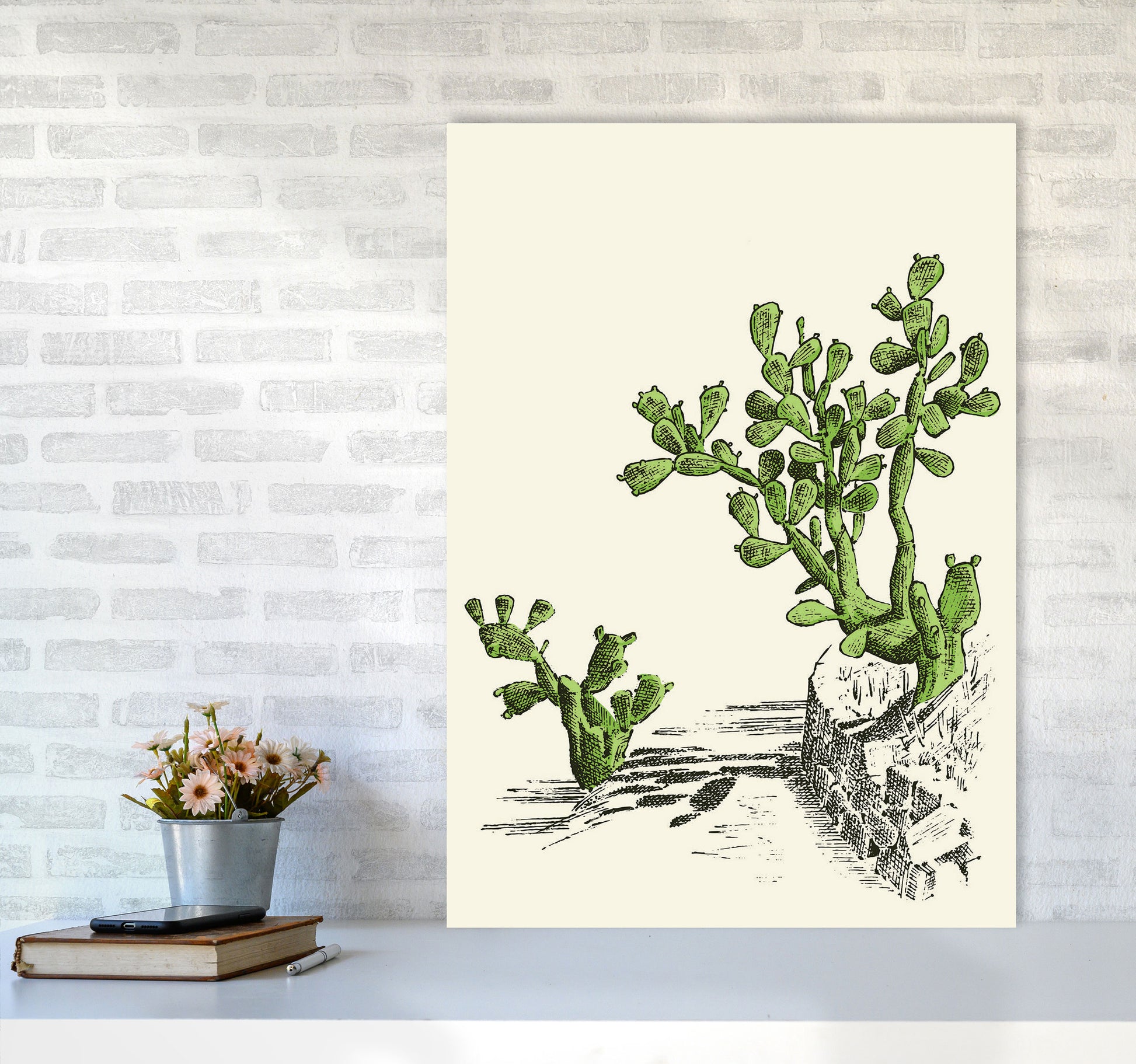 Prickly Pear Cactus Art Print by Jason Stanley A1 Black Frame