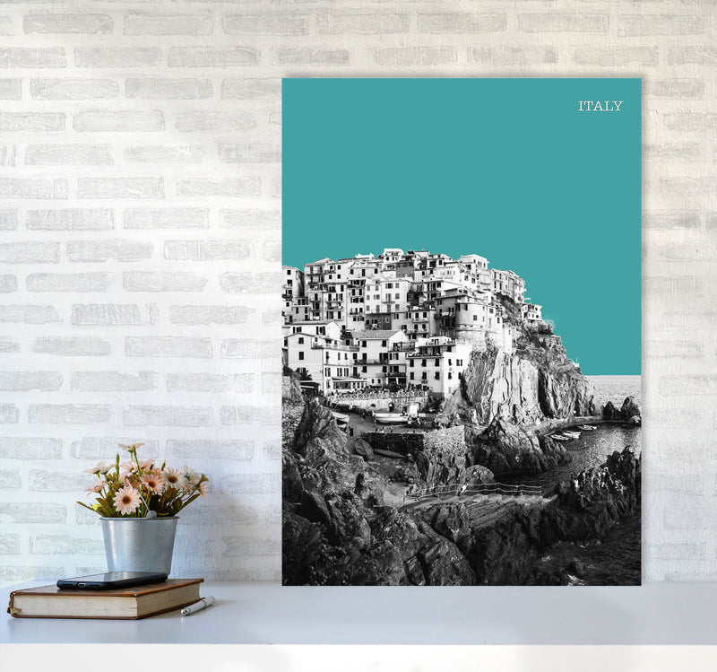 Halftone Italy Blue Art Print by Jason Stanley A1 Black Frame
