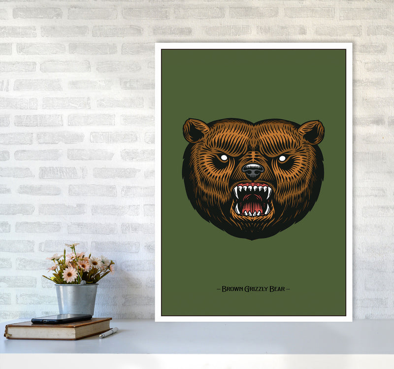 Brown Grizzly Bear Art Print by Jason Stanley A1 Black Frame