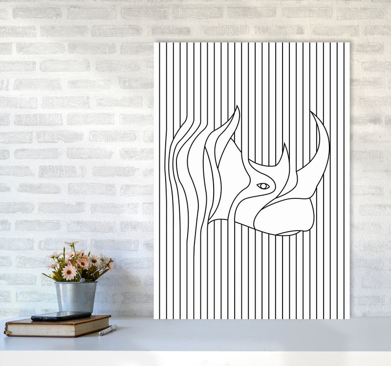 Line Drawing Rhino Art Print by Jason Stanley A1 Black Frame