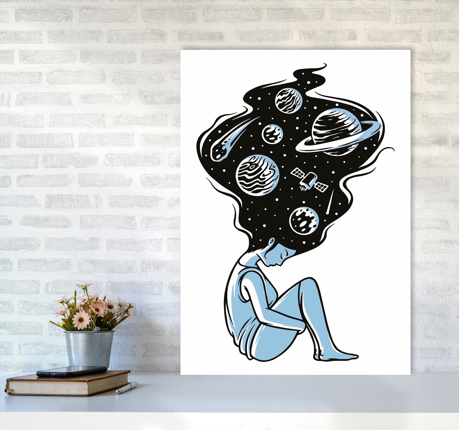 Head In The Clouds Art Print by Jason Stanley A1 Black Frame