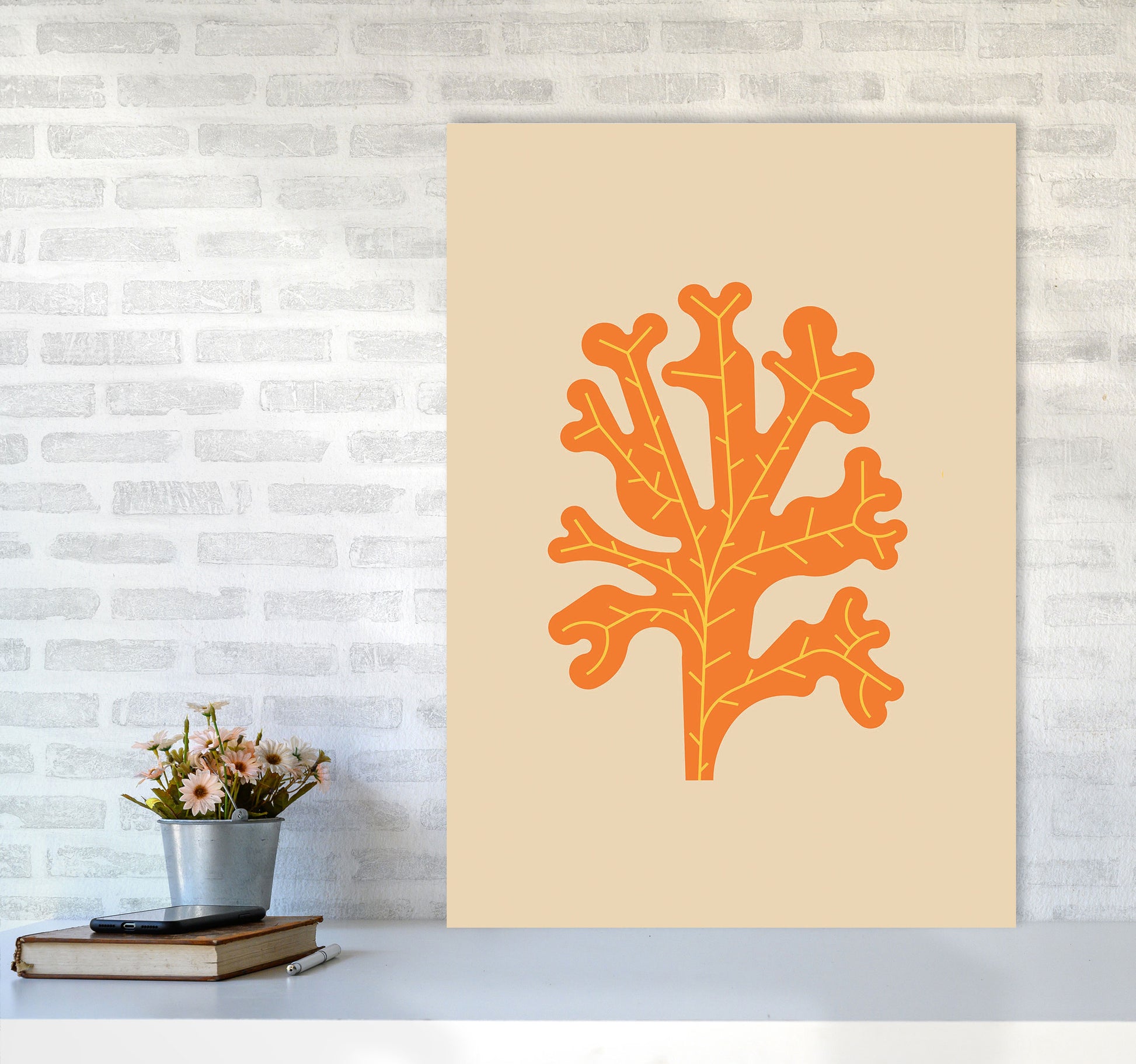 Orange Seaweed Art Print by Jason Stanley A1 Black Frame