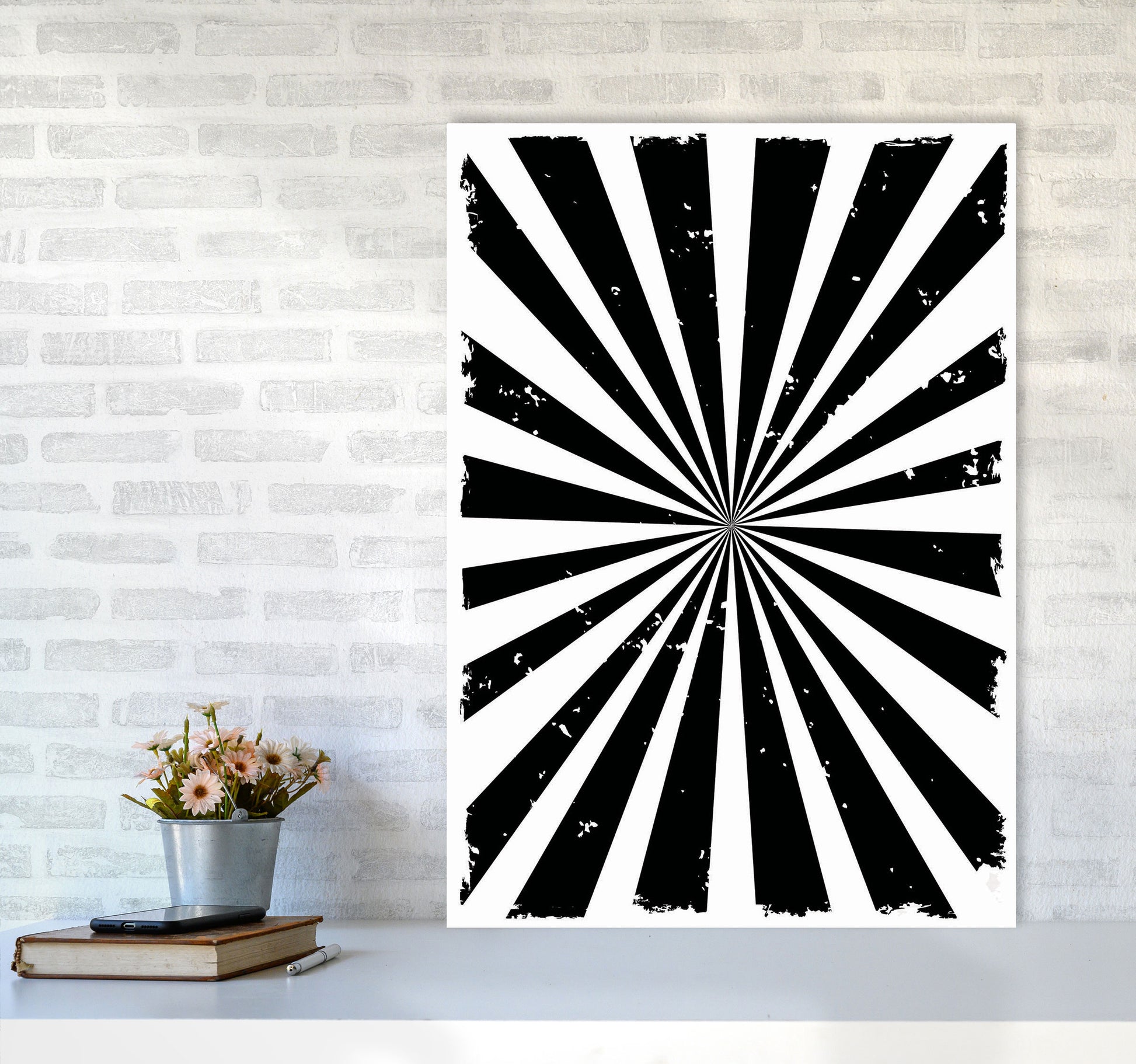 Black Sun Rays Art Print by Jason Stanley A1 Black Frame