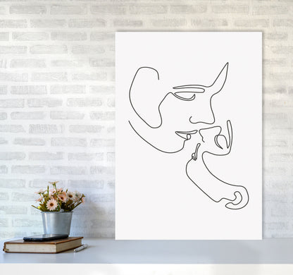 One Line Kiss Art Print by Jason Stanley A1 Black Frame