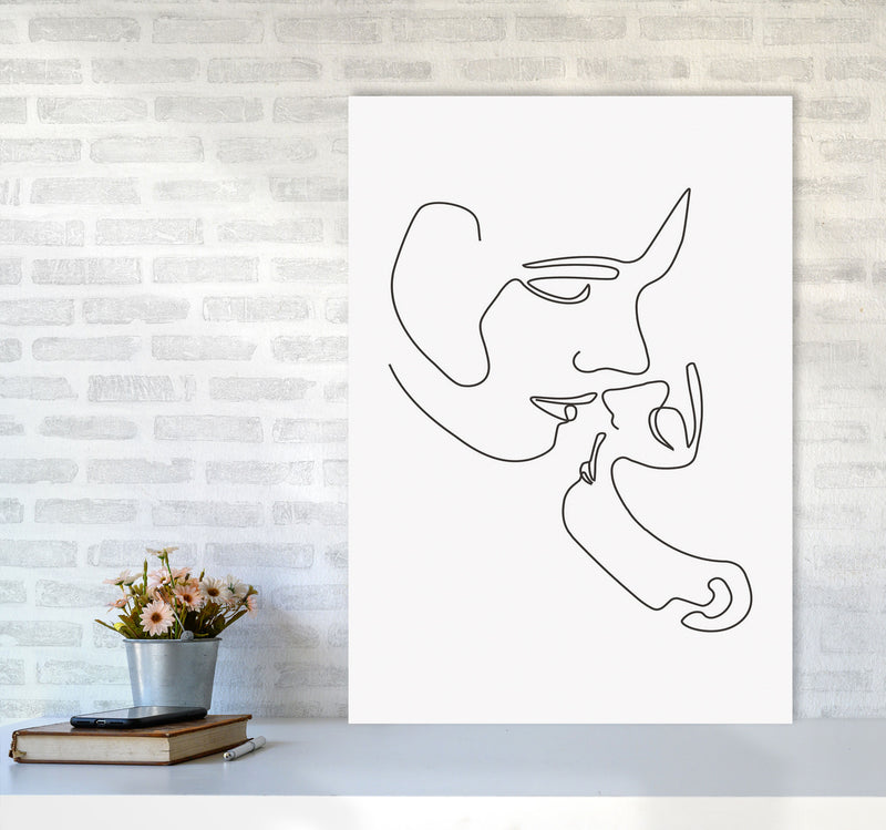 One Line Kiss Art Print by Jason Stanley A1 Black Frame