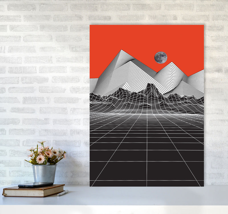 Moon Rise Red Art Print by Jason Stanley A1 Black Frame