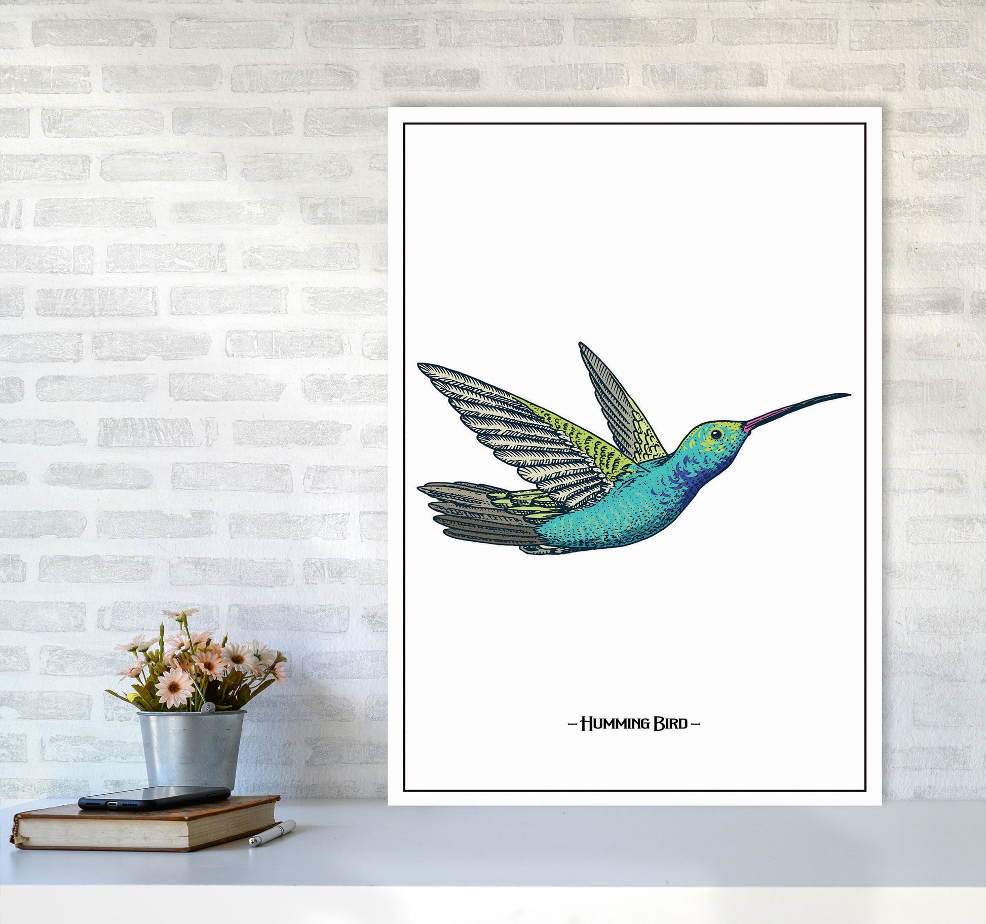 Humming Bird Art Print by Jason Stanley A1 Black Frame