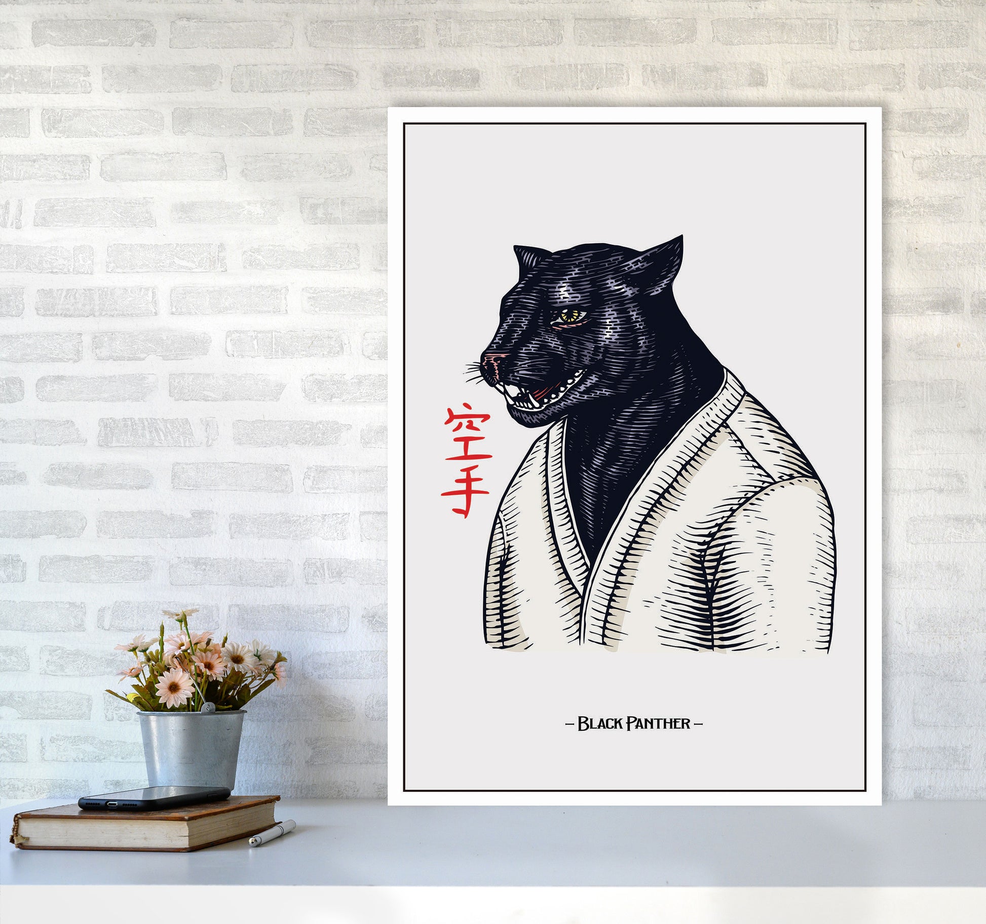 Black Panther Art Print by Jason Stanley A1 Black Frame