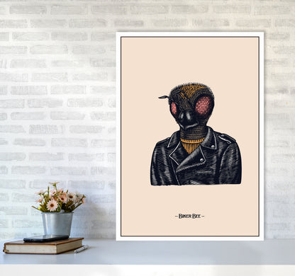 Biker Bee Art Print by Jason Stanley A1 Black Frame