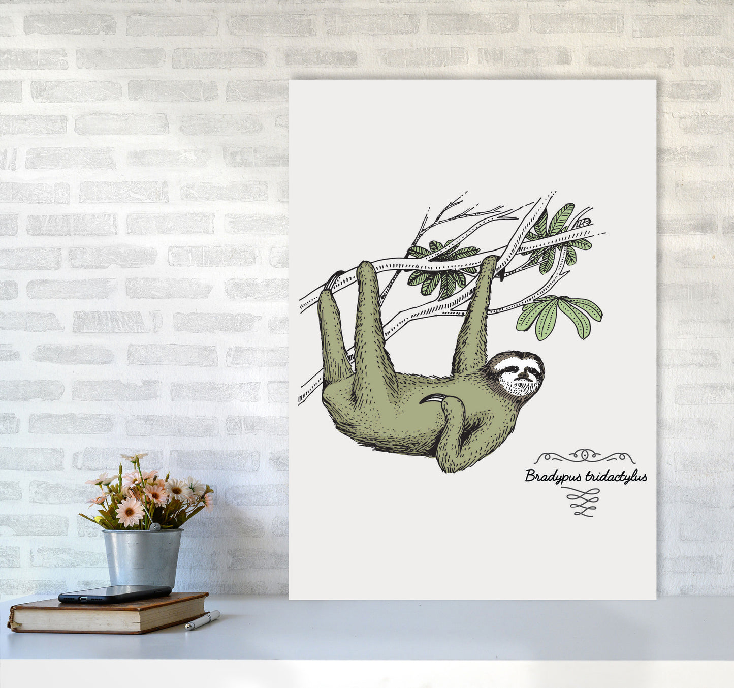 Sloth Art Print by Jason Stanley A1 Black Frame