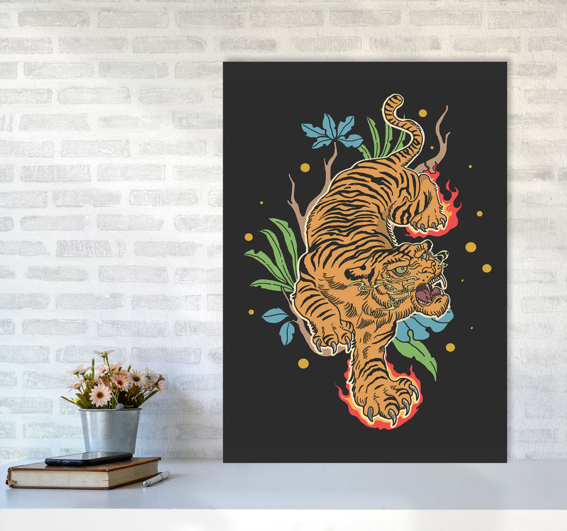 Classic Tiger Tattoo Art Print by Jason Stanley A1 Black Frame