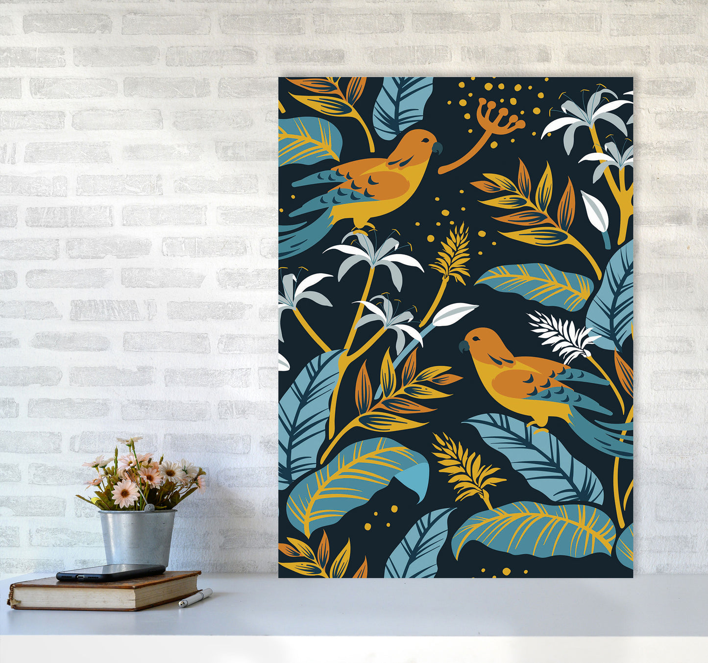 Birds And Plants Art Print by Jason Stanley A1 Black Frame
