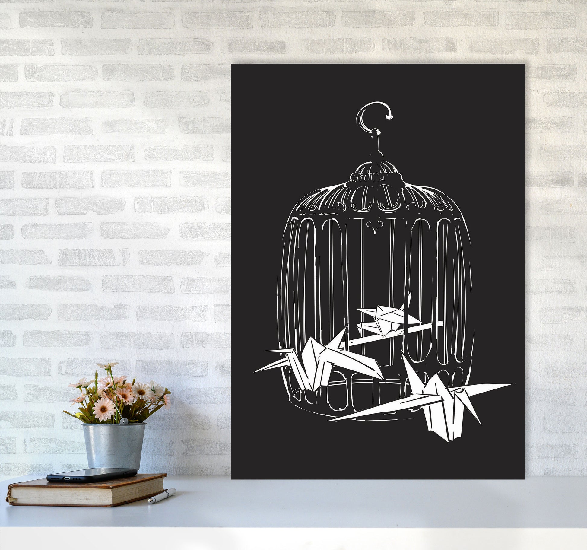 Origami Birds Art Print by Jason Stanley A1 Black Frame