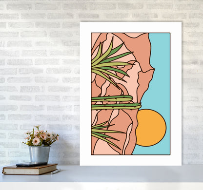 Minimal Desert Sunset Landscape Art Print by Jason Stanley A1 Black Frame