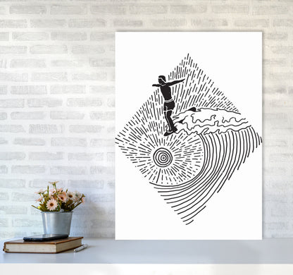 Surfer Line Drawing Art Print by Jason Stanley A1 Black Frame