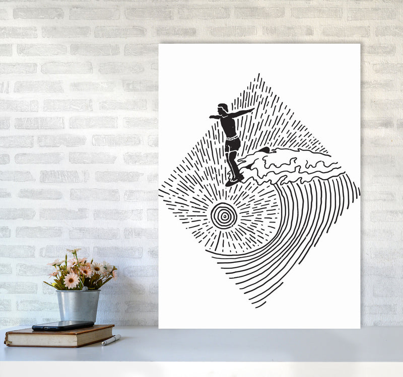 Surfer Line Drawing Art Print by Jason Stanley A1 Black Frame