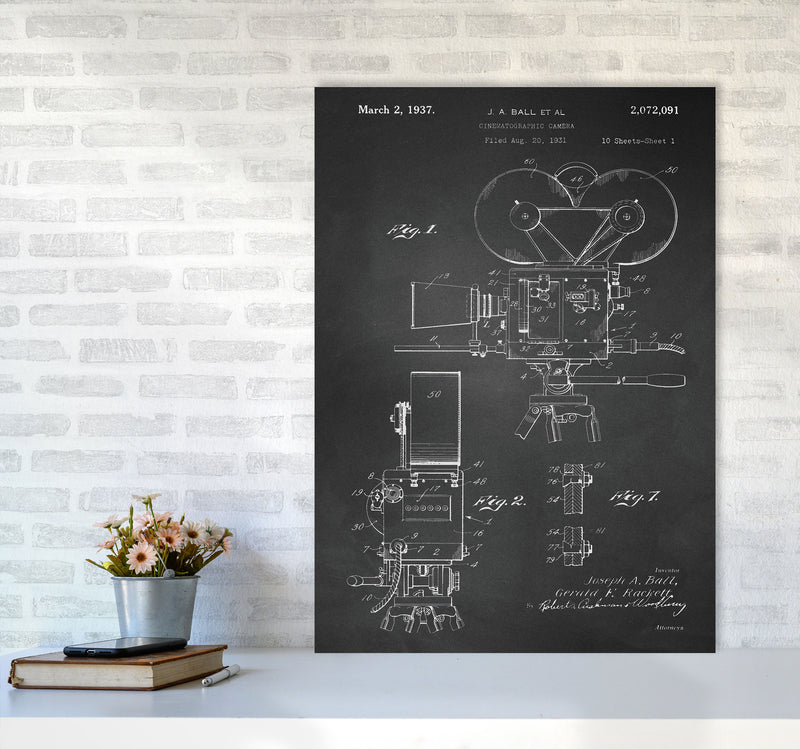 Cinema Camera Patent-Chalkboard Art Print by Jason Stanley A1 Black Frame