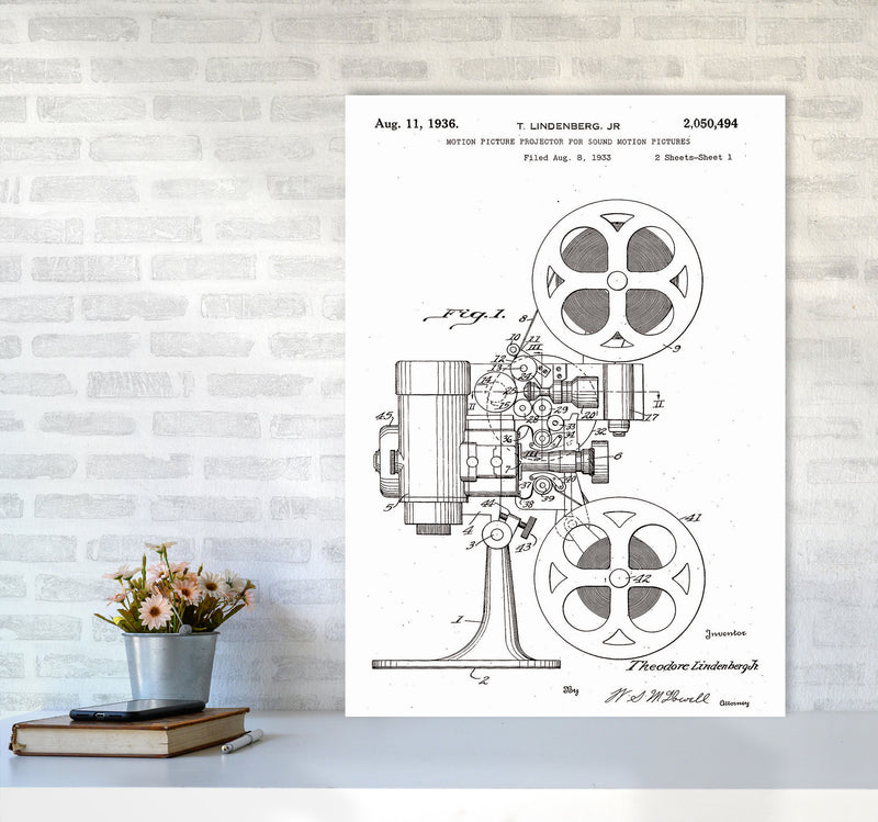 Motion Picture Projector Patent Art Print by Jason Stanley A1 Black Frame