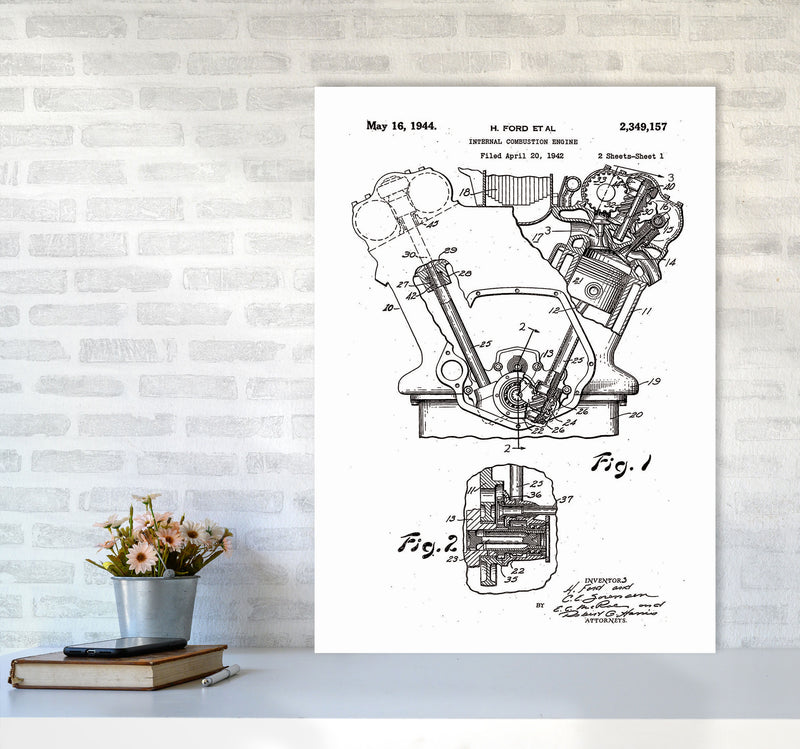 Ford Internal Combustion Engine Patent Art Print by Jason Stanley A1 Black Frame