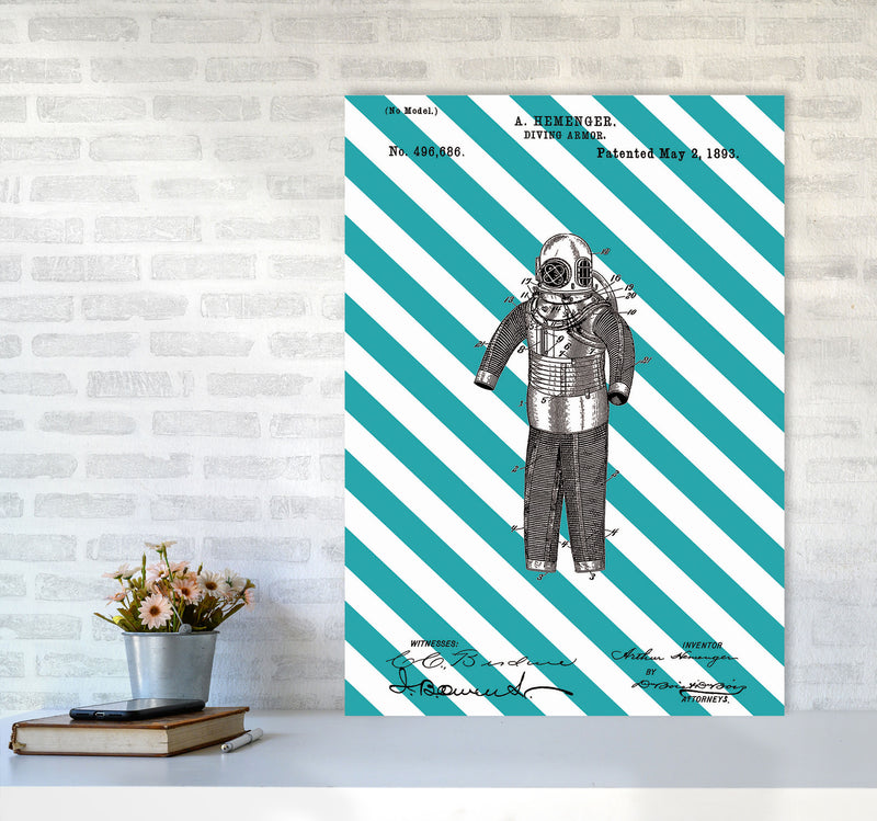 Diving Armor Patent Side Stripe Art Print by Jason Stanley A1 Black Frame