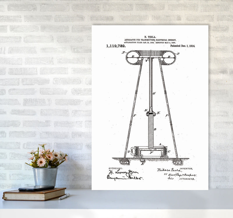 Tesla Electrical Energy Patent Art Print by Jason Stanley A1 Black Frame