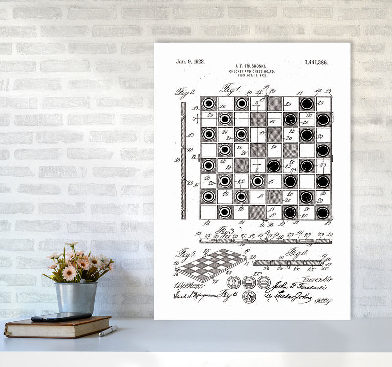 Chess And Checkers Board Patent Art Print by Jason Stanley A1 Black Frame